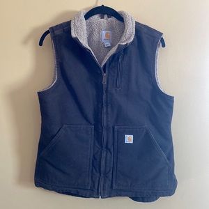 WOMEN'S RELAXED FIT WASHED DUCK SHERPA LINED MOCK NECK VEST Size M 8/10